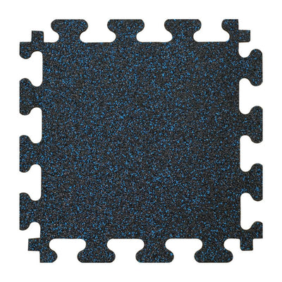 TrafficMASTER Black with Blue Flecks 18 in. x 18 in. x 0.3 in. Rubber Gym/Weight Room Flooring Tiles (14.32 sq. ft.)