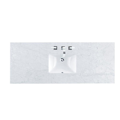 Carrara 60 in. W Marble Single Basin Vanity Top in Carrara White with White Basin - Super Arbor