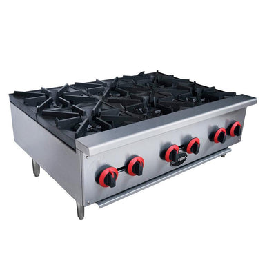 36 in. Commercial Gas Hotplate Cooktop in Stainless Steel with 6 Burners - Super Arbor