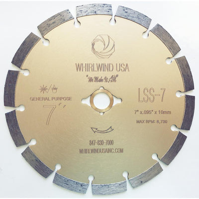 Whirlwind USA 7 in. 14-Teeth Segmented Diamond Blade for Dry or Wet Cutting Concrete, Stone, Brick and Masonry