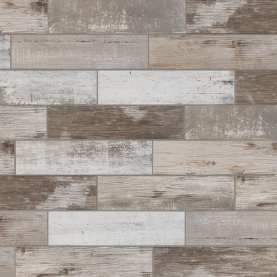 Florida Tile Home Collection Painted Wood Beige 6 in. x 24 in. Porcelain Floor and Wall Tile (14 sq. ft. / case) - Super Arbor
