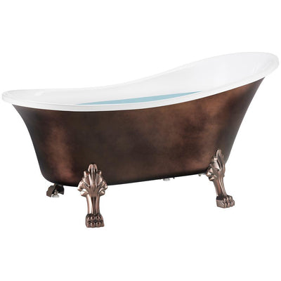 60 in. Fiberglass Slipper Clawfoot Non-Whirlpool Bathtub in Matte Antique Brass - Super Arbor