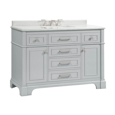 Melpark 48 in. W x 22 in. D Bath Vanity in Dove Grey with Cultured Marble Vanity Top in White with White Sink