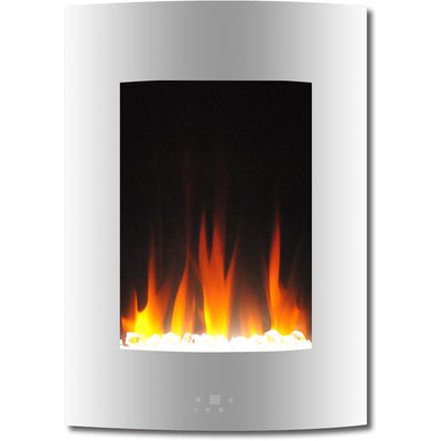 19.5 in. Vertical Electric Fireplace in White with Multi-Color Flame and Crystal Display - Super Arbor