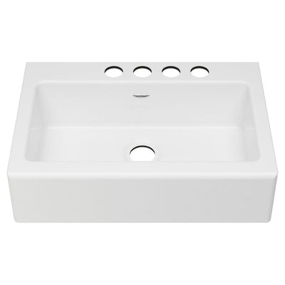 Delancey Farmhouse Apron Front Cast Iron 33 in. 4-Hole Single Bowl Kitchen Sink in Brilliant White - Super Arbor