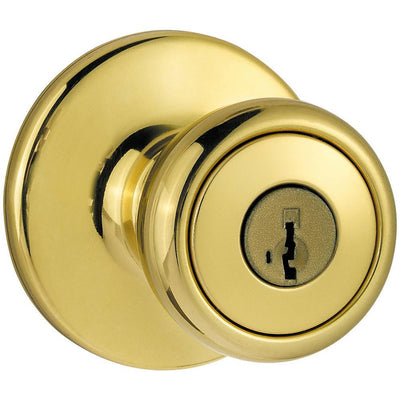 Tylo Polished Brass Keyed Entry Door Knob Featuring SmartKey Security - Super Arbor