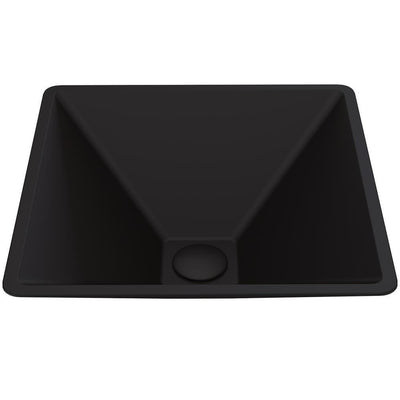 Black Serato Square MatteShell Glass Bathroom Vessel Sink - Super Arbor