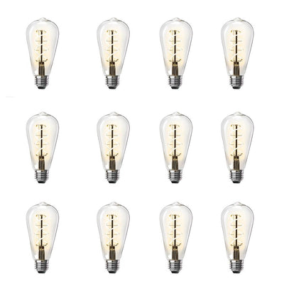 Feit Electric 60-Watt Equivalent ST19 Dimmable Clear Glass Vintage Edison LED Light Bulb with Spiral Filament Warm White (12-Pack) - Super Arbor