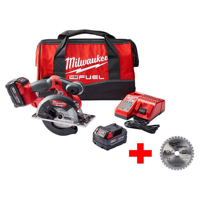 M18 FUEL 18-Volt Lithium-Ion Brushless Cordless 5-3/8 in. Metal Saw Kit with Extra Metal Cutting Blade - Super Arbor