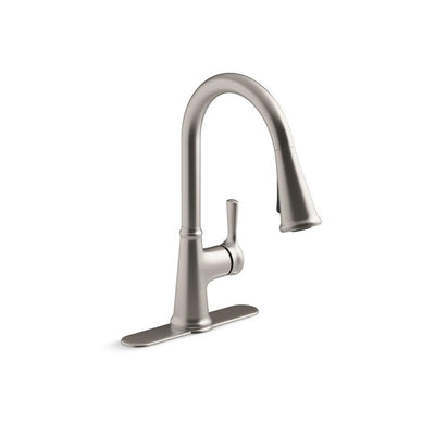 Tyne Single-Handle Pull-Down Sprayer Kitchen Faucet in Vibrant Stainless - Super Arbor