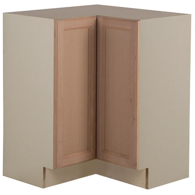 Easthaven Shaker Assembled 27.7 in. x 34.5 in. x 27.7 in. Frameless Lazy Susan Corner Base Cabinet in Unfinished Beech - Super Arbor