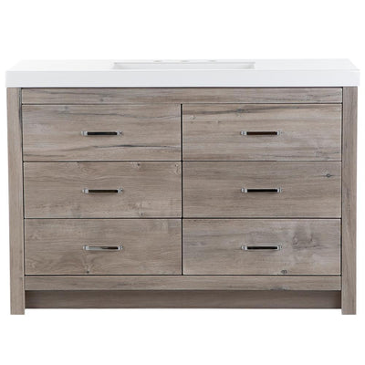 Woodbrook 49 in. W x 19 in. D Vanity in White Washed Oak with Cultured Marble Vanity Top in White with White Sink - Super Arbor