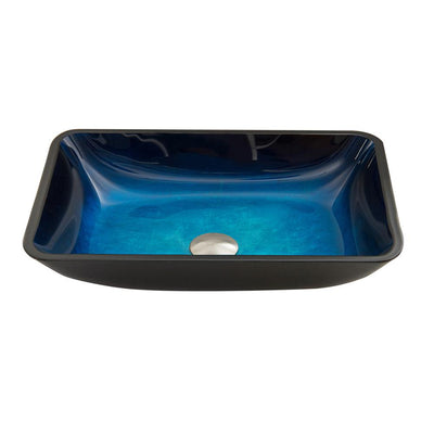 VIGO Turquoise Water Handmade Countertop Glass Rectangular Vessel Bathroom Sink - Super Arbor