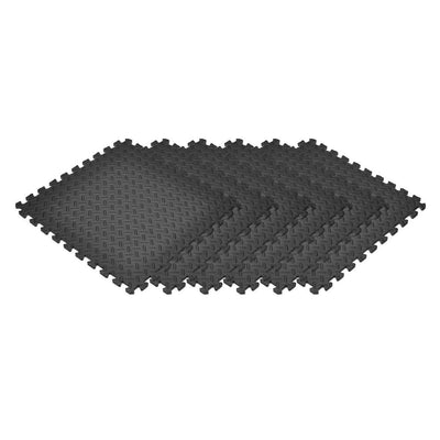 Norsk Black 24 in. x 24 in. EVA Foam Solid Color Diamond Plate Interlocking Tile (18-Tile)