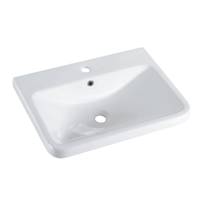 Rectangular 24 in. Drop-In Ceramic Bathroom Sink in White - Super Arbor