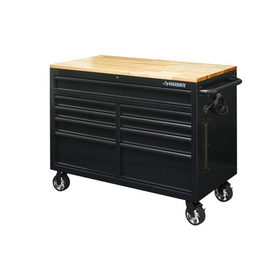 46 in. 9-Drawer Mobile Workbench 24.5 in. Deep, Gloss Black ALL Blacked Out