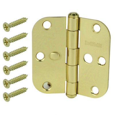 3-1/2 in. Solid Brass 5/8 in. Radius Security Door Hinge - Super Arbor