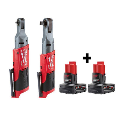 M12 FUEL 12-Volt Lithium-Ion Brushless Cordless 1/4 in. Ratchet and 1/2 in. Ratchet with two 3.0 Ah Batteries - Super Arbor