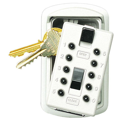 Slimline 2-Key Lock Box with Pushbutton Lock, White - Super Arbor
