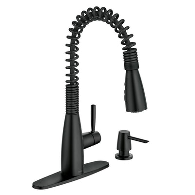 Springvale Single-Handle Pull-Down Sprayer Kitchen Faucet with Reflex and Power Boost in Matte Black - Super Arbor