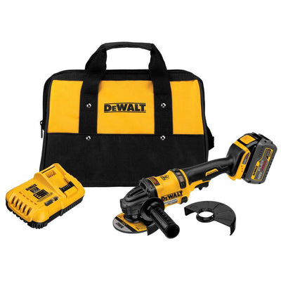 FLEXVOLT 60-Volt MAX Lithium-Ion Cordless Brushless 4-1/2 in. Angle Grinder with Battery 2Ah, Charger and Contractor Bag
