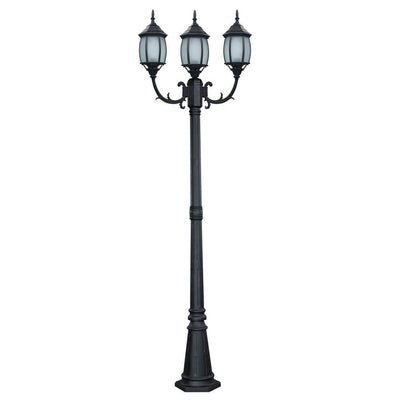 Hayden 3-Light Black Outdoor Post Light with Frosted Glass - Super Arbor