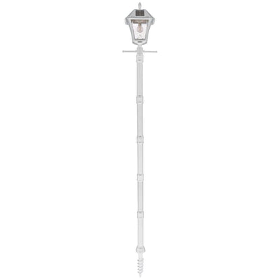 Baytown II Bulb White Resin Solar Warm-White Integrated LED Outdoor Post Light and Lamp Post with EZ-Anchor Base - Super Arbor