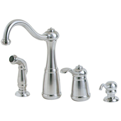 Marielle Single-Handle Side Sprayer Kitchen Faucet and Soap Dispenser in Stainless Steel - Super Arbor