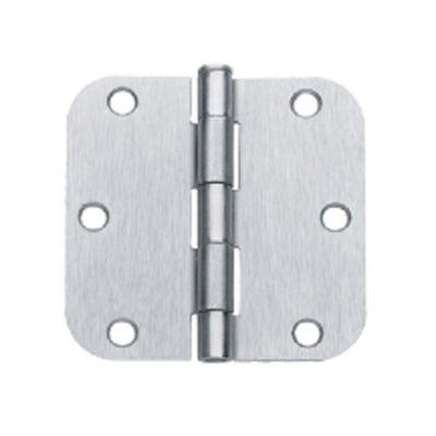 3.5 in. x 3.5 in. Brushed Chrome Plain Bearing Steel Hinge with 5/8 in. Radius (Set of 2) - Super Arbor