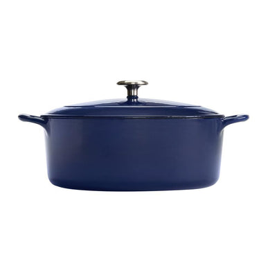 Gourmet 5.5 qt. Oval Porcelain-Enameled Cast Iron Dutch Oven in Gradated Cobalt with Lid - Super Arbor