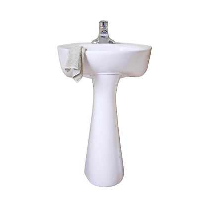 Cornice Vitreous China Pedestal Combo Bathroom Sink in White - Super Arbor