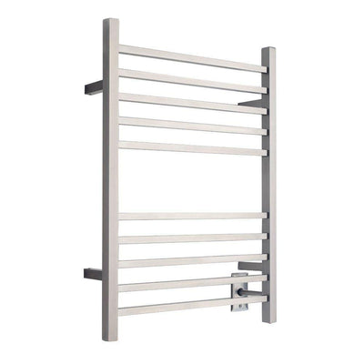 Radiant Square Hardwired 24 in. W x 32 in. H 10-Bar Electric Towel Warmer in Brushed Stainless Steel - Super Arbor