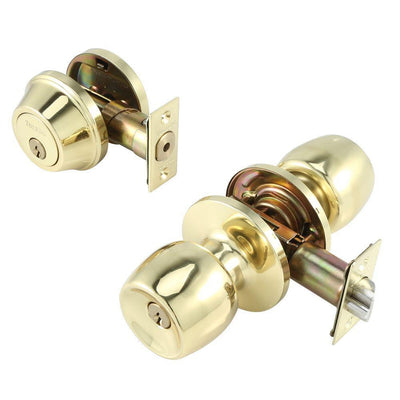 Single Cylinder Polish Brass Combo Deadbolt - Super Arbor