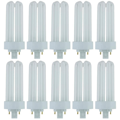 130-Watt Equivalent Twin Tube Base Fluorescent PLT 4-Pin GX24Q-3 CFL Light Bulb in Soft White, 3000K (10-Pack) - Super Arbor