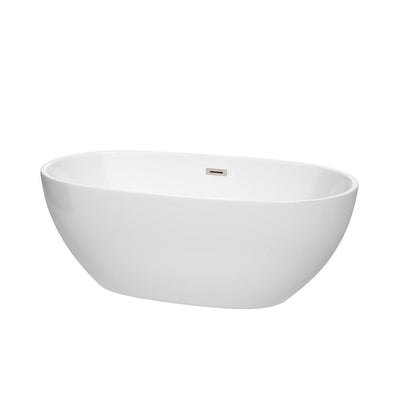 Juno 5.3 ft. Acrylic Flatbottom Non-Whirlpool Bathtub in White with Polished Chrome Trim - Super Arbor