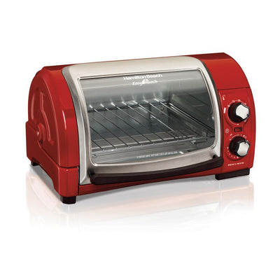 Easy Reach 1200 W 4-Slice Red Toaster Oven with Roll-Top Door - Super Arbor