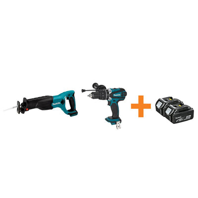 18-Volt LXT Lithium-Ion Cordless Reciprocal Saw and Hammer Driver/Drill with Free 4.0Ah Battery (2-Pack) - Super Arbor