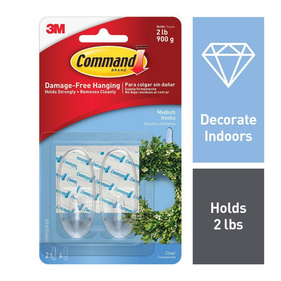 Medium Clear Hooks with Clear Strips (2-Pack) - Super Arbor