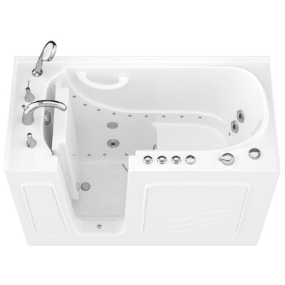 HD Series 53 in. Left Drain Quick Fill Walk-In Whirlpool and Air Bath Tub with Powered Fast Drain in White - Super Arbor