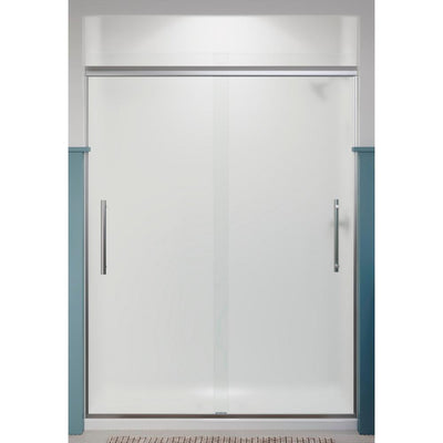 Pleat 59.625 in. x 79.0625 in. Frameless Sliding Shower Door in Bright Polished Silver with Frosted Glass - Super Arbor