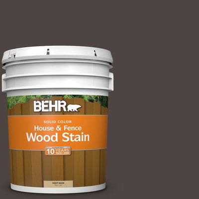 BEHR 5 gal. #SC-104 Cordovan Brown Solid Color House and Fence Exterior Wood Stain - Super Arbor