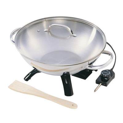 1500 W 17 in. x 14 in. x 9.5 in. Stainless Steel Electric Wok - Super Arbor