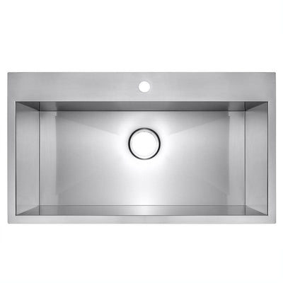 Handmade Drop-in Stainless Steel 33 in. x 22 in. x 9 in. 1-Hole Single Bowl Kitchen Sink in Brushed Finish - Super Arbor