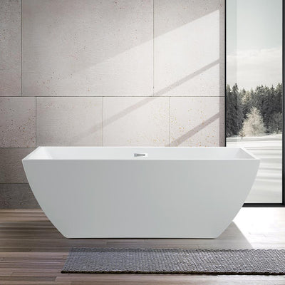 Montpellier 59 in. Acrylic Flatbottom Freestanding Bathtub in White - Super Arbor