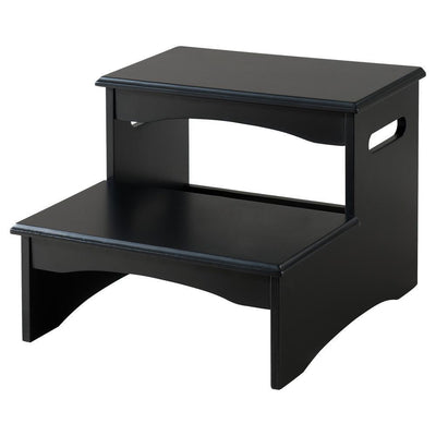 2-Step Black Wood Bedroom Step Stool - Super Arbor