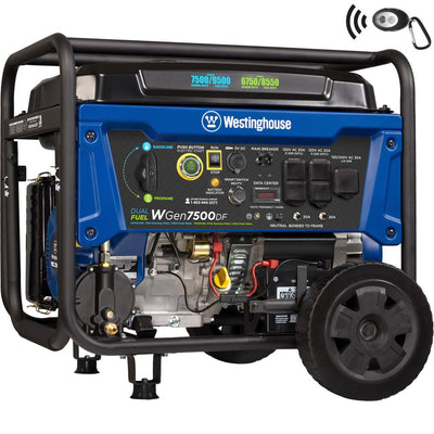 Westinghouse WGen7500DF 9,500/7,500 Watt Dual Fuel Portable Generator with Remote Start and Transfer Switch Outlet for Home Backup - Super Arbor