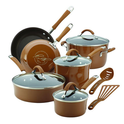 Cucina 12-Piece Aluminum Nonstick Cookware Set in Mushroom Brown - Super Arbor