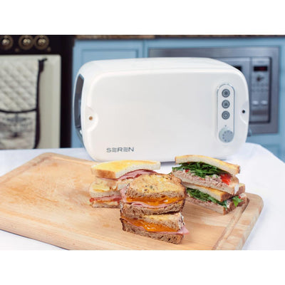 Seren 3-Slice White Wide Slot Toaster with Crumb Tray - Super Arbor