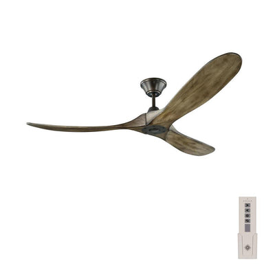 Maverick 60 in. Indoor/Outdoor Aged Pewter Ceiling Fan with Light Grey Weathered Oak Blades, DC Motor and Remote Control - Super Arbor