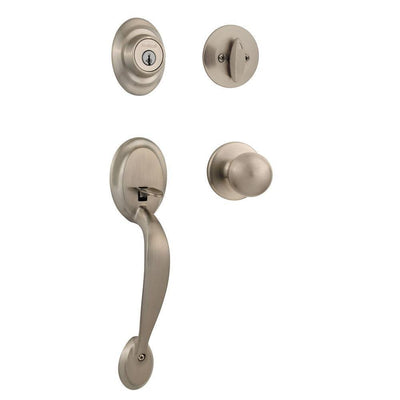 Dakota Satin Nickel Single Cylinder Door Handleset with Polo Door Knob Featuring SmartKey Security - Super Arbor